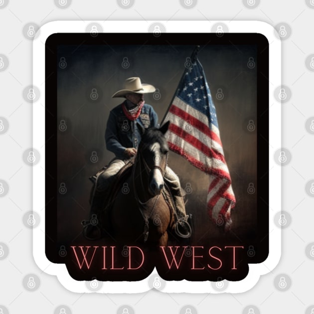 american flag, wild west, cowboy Sticker by Pattyld